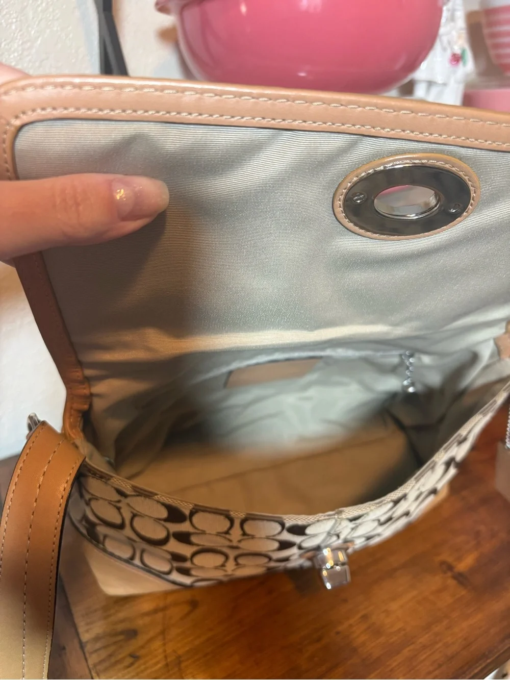 Coach Hamptons Signature Turnlock Shoulder Flap Bag 2008